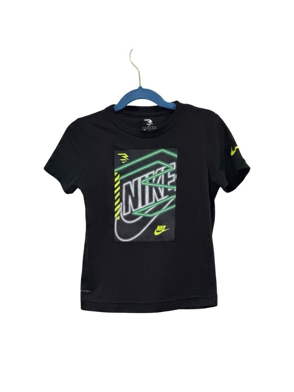 Nike DRI-FIT Black Tee with Neon Green Graphic